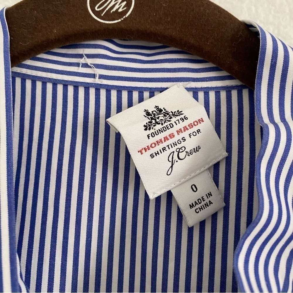 J. Crew Thomas Mason Women's Size 0 Blue Multistripe Pleated Button Front Top - Picture 3 of 5
